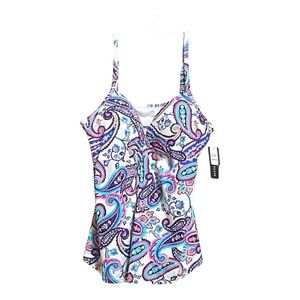 Island Escape Blue and Purple Tie Front Camisole Swim Top 12